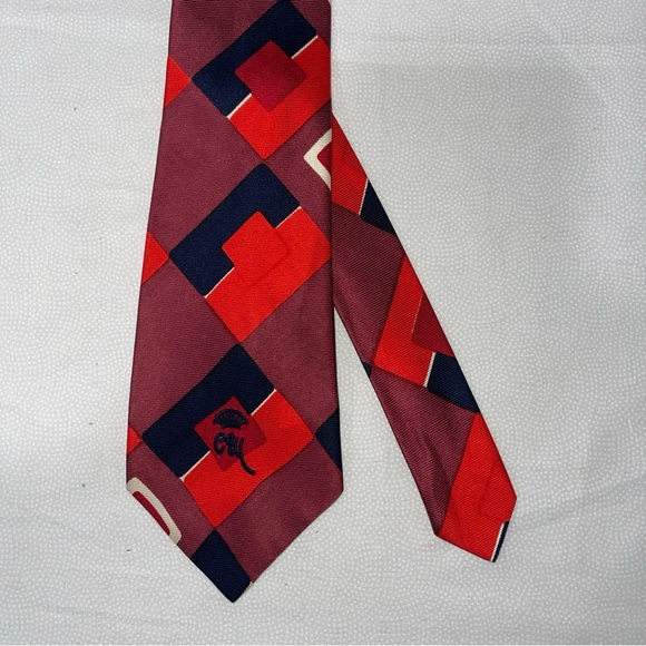 Vtg Countess Mara Luxury Tie Red Geometric Design Necktie 56"x 3.25” Read Desc - Picture 1 of 6